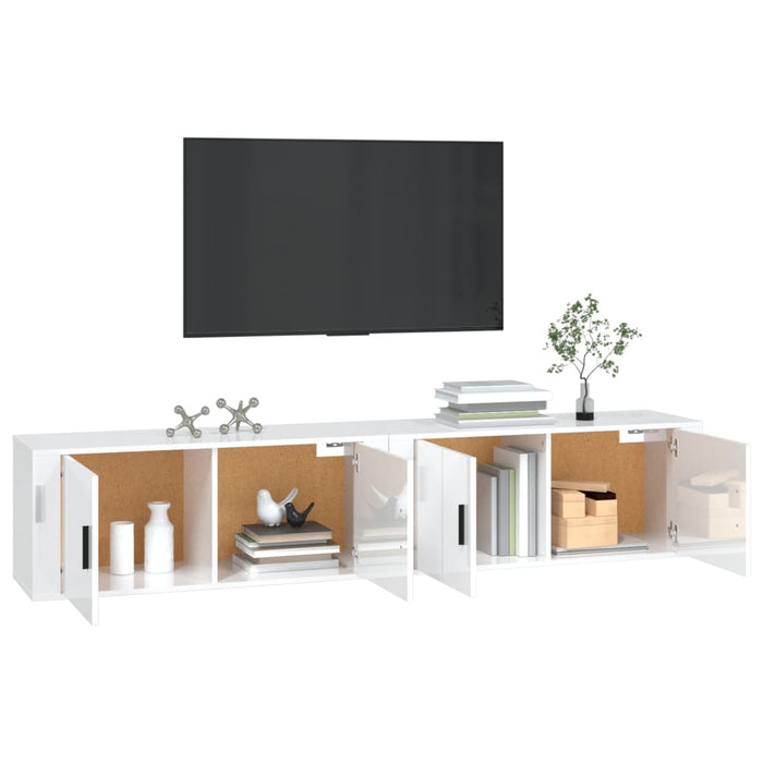 Mobili Porta TV a Parete 2 pz Bianco Lucido 100x34,5x40 cmcod mxl 100758