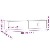 Mobili Porta TV a Parete 2 pz Rovere Fumo 100x34,5x40 cm 3188371