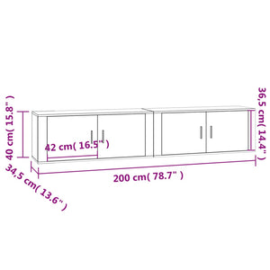 Mobili Porta TV a Parete 2 pz Rovere Fumo 100x34,5x40 cm 3188371