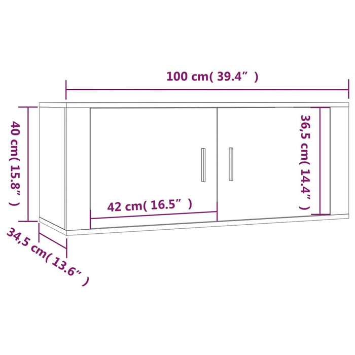 Mobili Porta TV a Parete 2 pz Grigio Sonoma 100x34,5x40 cm 3188372