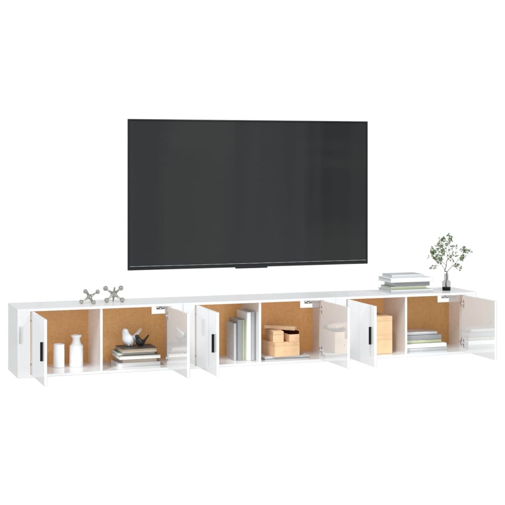 Mobili Porta TV a Parete 3 pz Bianco Lucido 100x34,5x40 cm 3188376