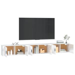 Mobili Porta TV a Parete 3 pz Bianco Lucido 100x34,5x40 cm 3188376