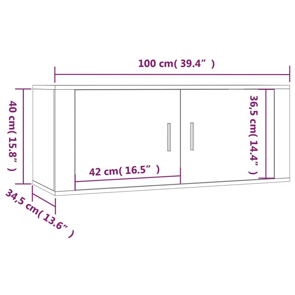 Mobili Porta TV a Parete 3 pz Bianco Lucido 100x34,5x40 cm 3188376