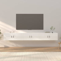 Mobili Porta TV a Parete 3 pz Bianco Lucido 100x34,5x40 cm 3188376