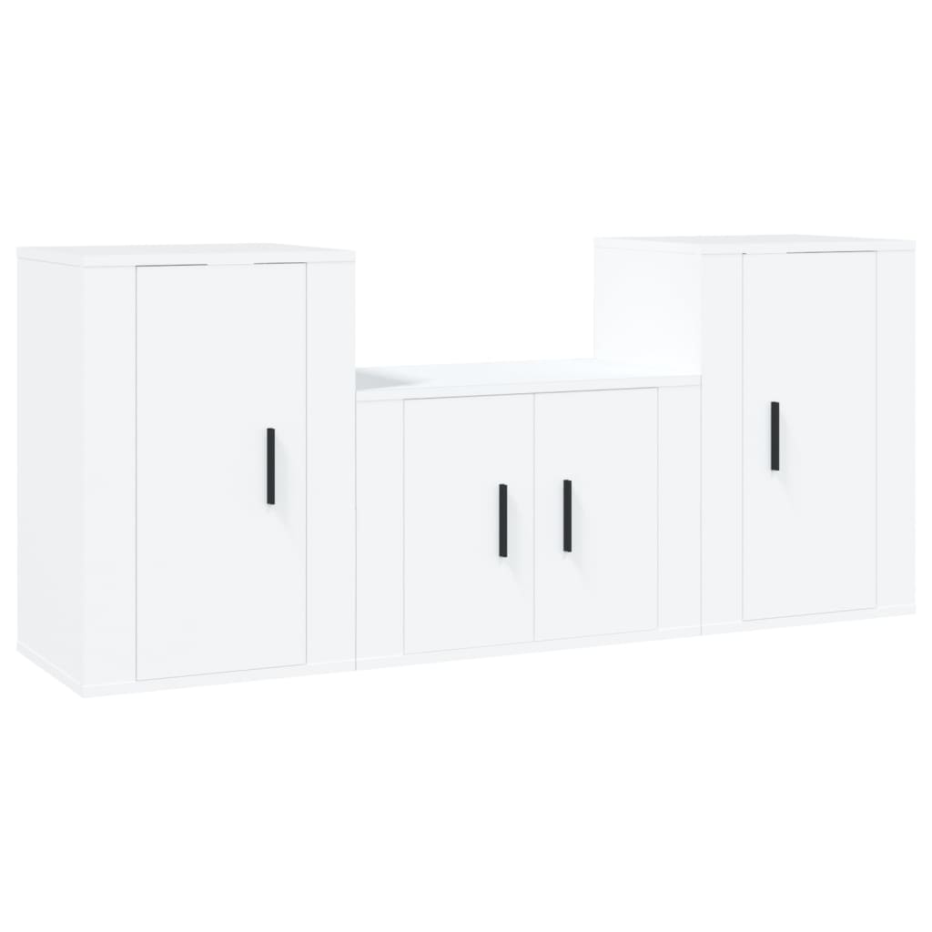 Set Mobili Porta TV 3 pz Bianco in Legno Multistrato 3188382