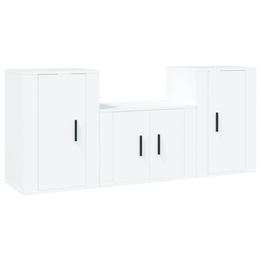 Set Mobili Porta TV 3 pz Bianco in Legno Multistrato 3188382