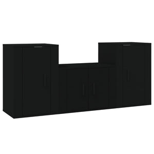 Set Mobili Porta TV 3 pz Nero in Legno Multistrato 3188383