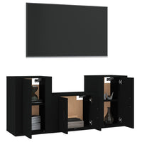 Set Mobili Porta TV 3 pz Nero in Legno Multistrato 3188383