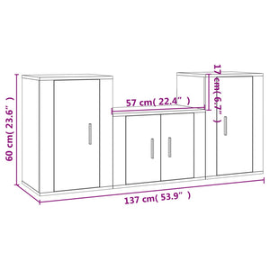 Set Mobili Porta TV 3 pz Bianco Lucido in Legno Multistrato 3188384