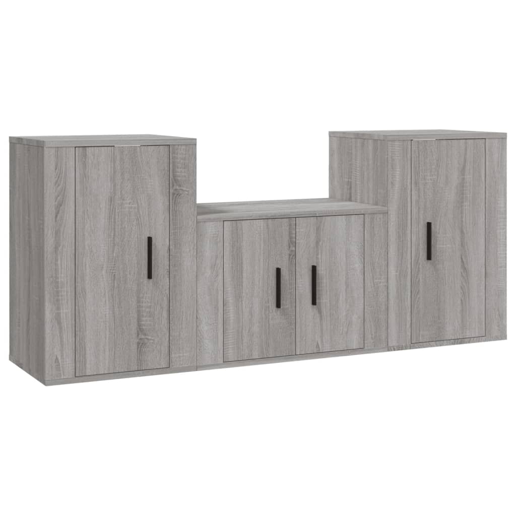 Set Mobili Porta TV 3 pz Grigio Sonoma in Legno Multistratocod mxl 76786