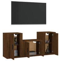 Set Mobili Porta TV 3 pz Rovere Marrone in Legno Multistrato 3188389