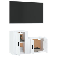 Set di Mobili Porta TV 2 pz Bianco in Legno Multistrato 3188390