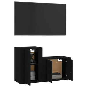 Set Mobili Porta TV 2 pz Nero in Legno Multistrato 3188391