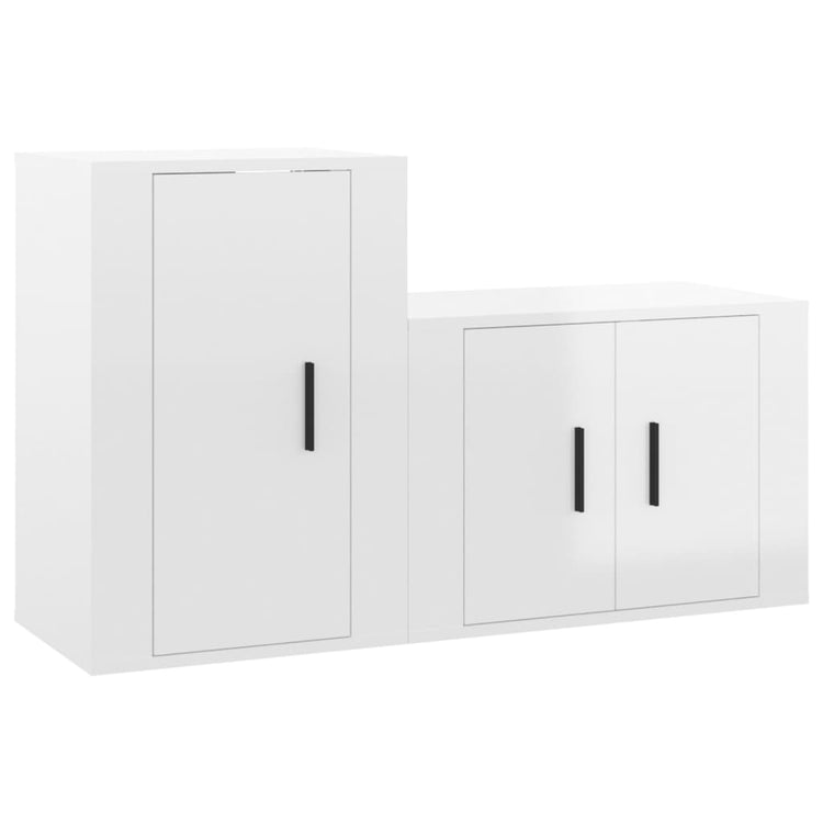 Set di Mobili Porta TV 2 pz Bianco Lucido in Legno Multistrato 3188392