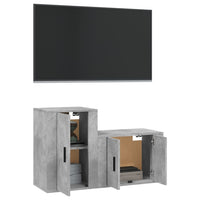 Set di Mobili Porta TV 2 pz Grigio Cemento in Legno Multistratocod mxl 101160