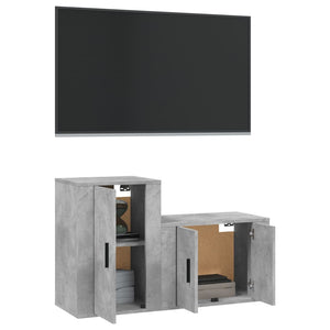 Set di Mobili Porta TV 2 pz Grigio Cemento in Legno Multistrato 3188394