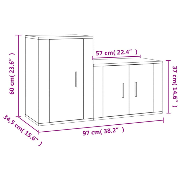 Set di Mobili Porta TV 2 pz Grigio Cemento in Legno Multistrato 3188394