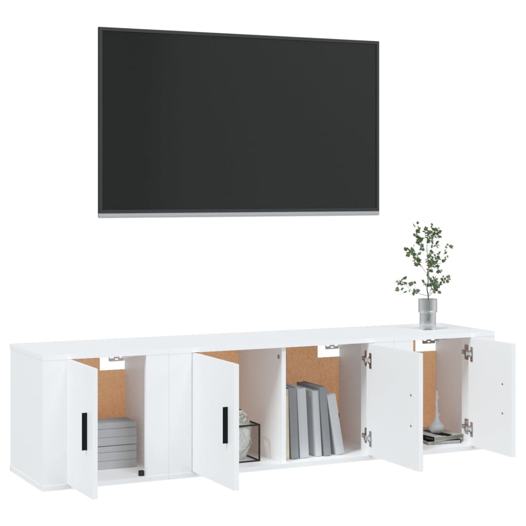 Set Mobili Porta TV 3 pz Bianco in Legno Multistratocod mxl 124686