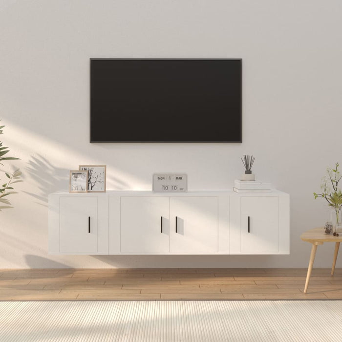 Set Mobili Porta TV 3 pz Bianco in Legno Multistratocod mxl 124686