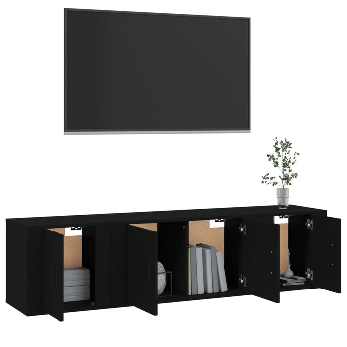 Set Mobili Porta TV 3 pz Nero in Legno Multistrato 3188399