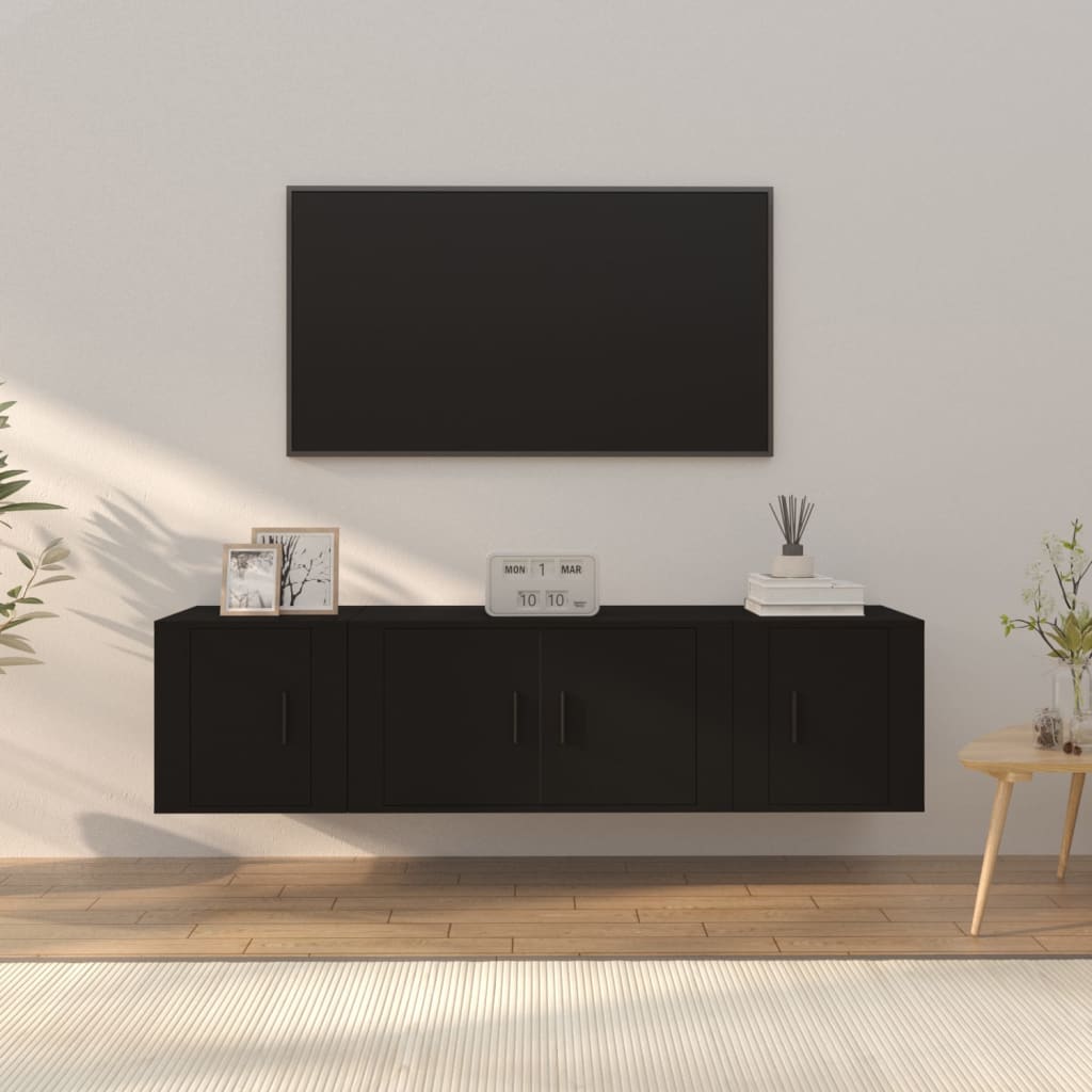 Set Mobili Porta TV 3 pz Nero in Legno Multistrato 3188399