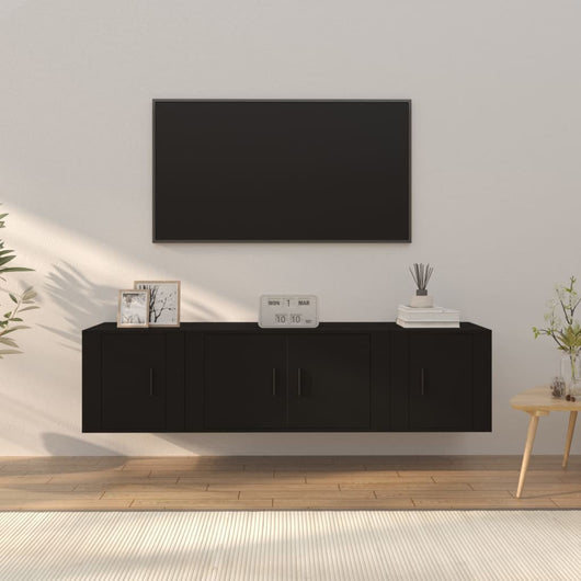 Set Mobili Porta TV 3 pz Nero in Legno Multistrato 3188399