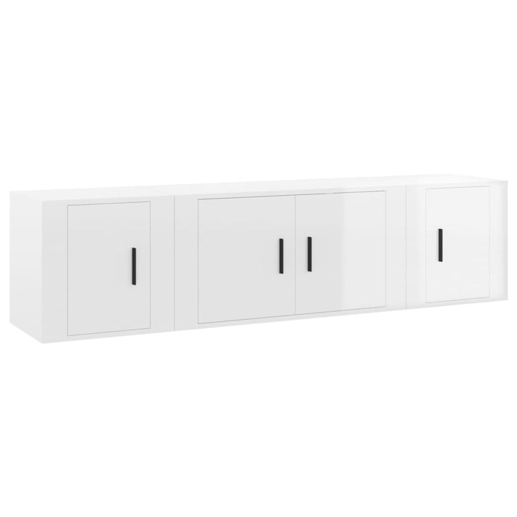 Set Mobili Porta TV 3 pz Bianco Lucido in Legno Multistrato 3188400