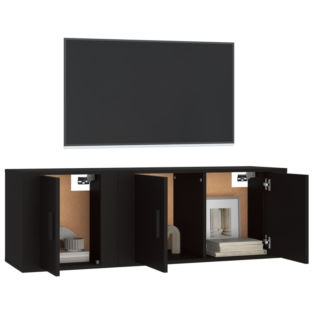 Set Mobili Porta TV 2 pz Nero in Legno Multistratocod mxl 76793