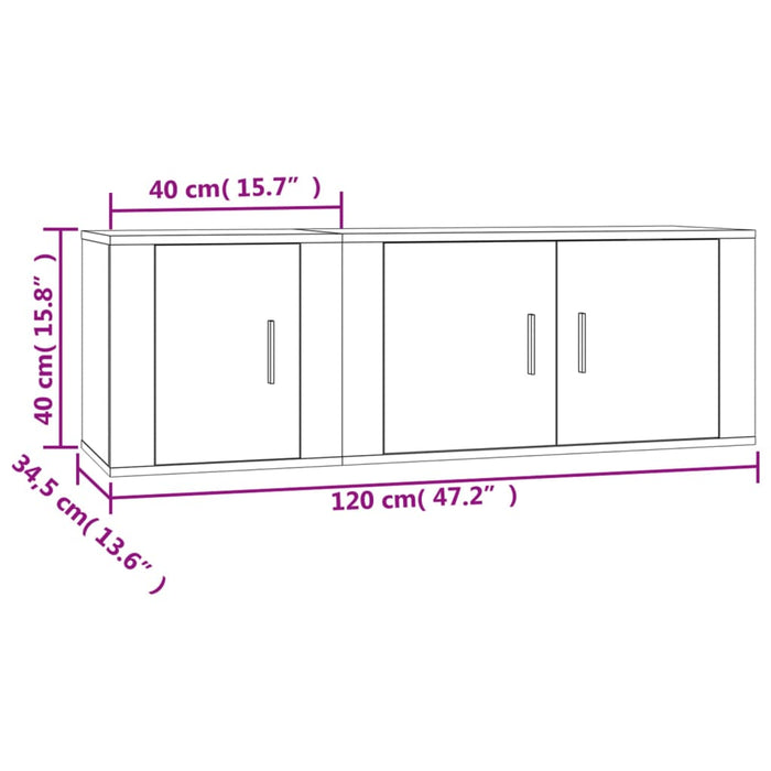 Set Mobili Porta TV 2 pz Nero in Legno Multistrato 3188407