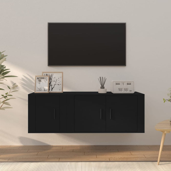 Set Mobili Porta TV 2 pz Nero in Legno Multistratocod mxl 76793