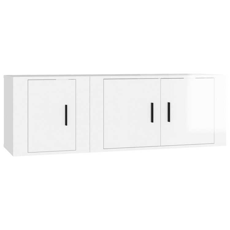 Set di Mobili Porta TV 2 pz Bianco Lucido in Legno Multistrato 3188408