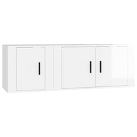 Set di Mobili Porta TV 2 pz Bianco Lucido in Legno Multistratocod mxl 124690