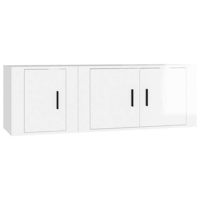 Set di Mobili Porta TV 2 pz Bianco Lucido in Legno Multistratocod mxl 124690