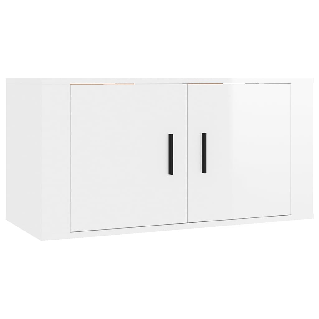 Set di Mobili Porta TV 2 pz Bianco Lucido in Legno Multistrato 3188408