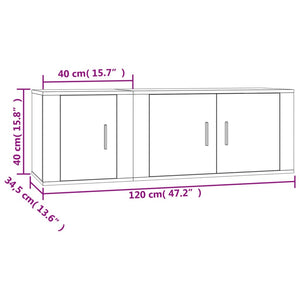 Set di Mobili Porta TV 2 pz Bianco Lucido in Legno Multistrato 3188408