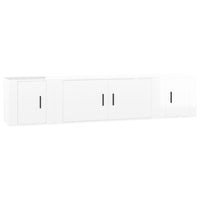 Set Mobili Porta TV 3 pz Bianco Lucido in Legno Multistrato 3188416