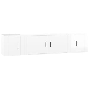 Set Mobili Porta TV 3 pz Bianco Lucido in Legno Multistrato 3188416