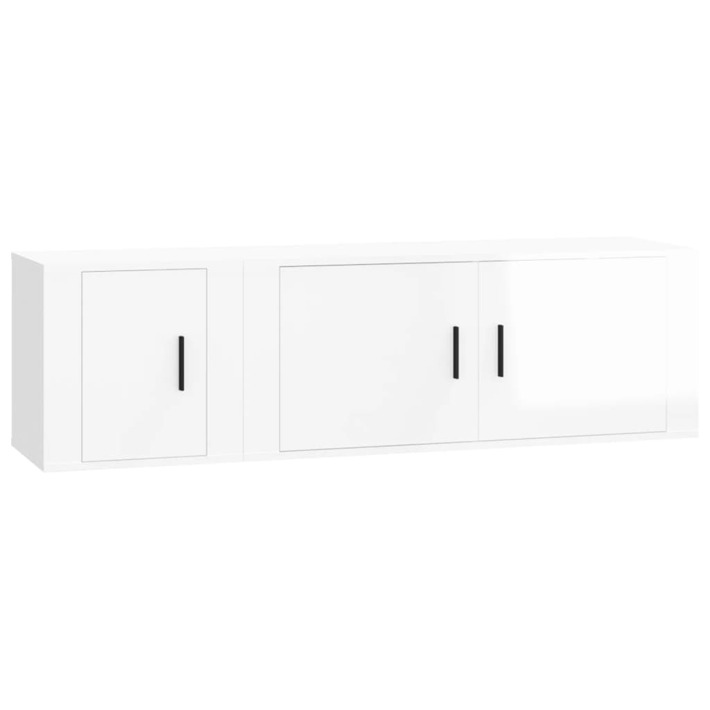 Set di Mobili Porta TV 2 pz Bianco Lucido in Legno Multistrato 3188424