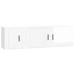 Set di Mobili Porta TV 2 pz Bianco Lucido in Legno Multistrato 3188424