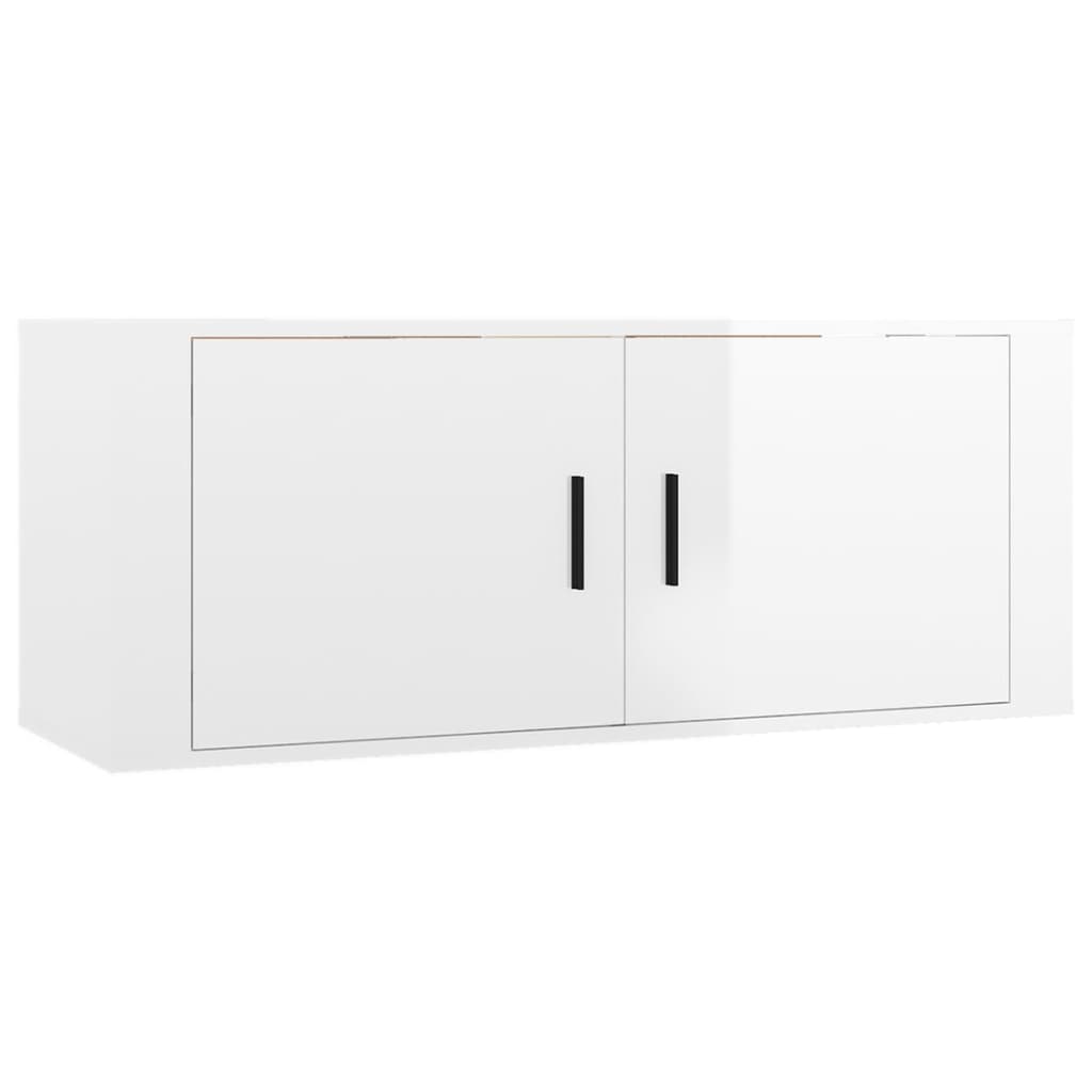 Set di Mobili Porta TV 2 pz Bianco Lucido in Legno Multistrato 3188424