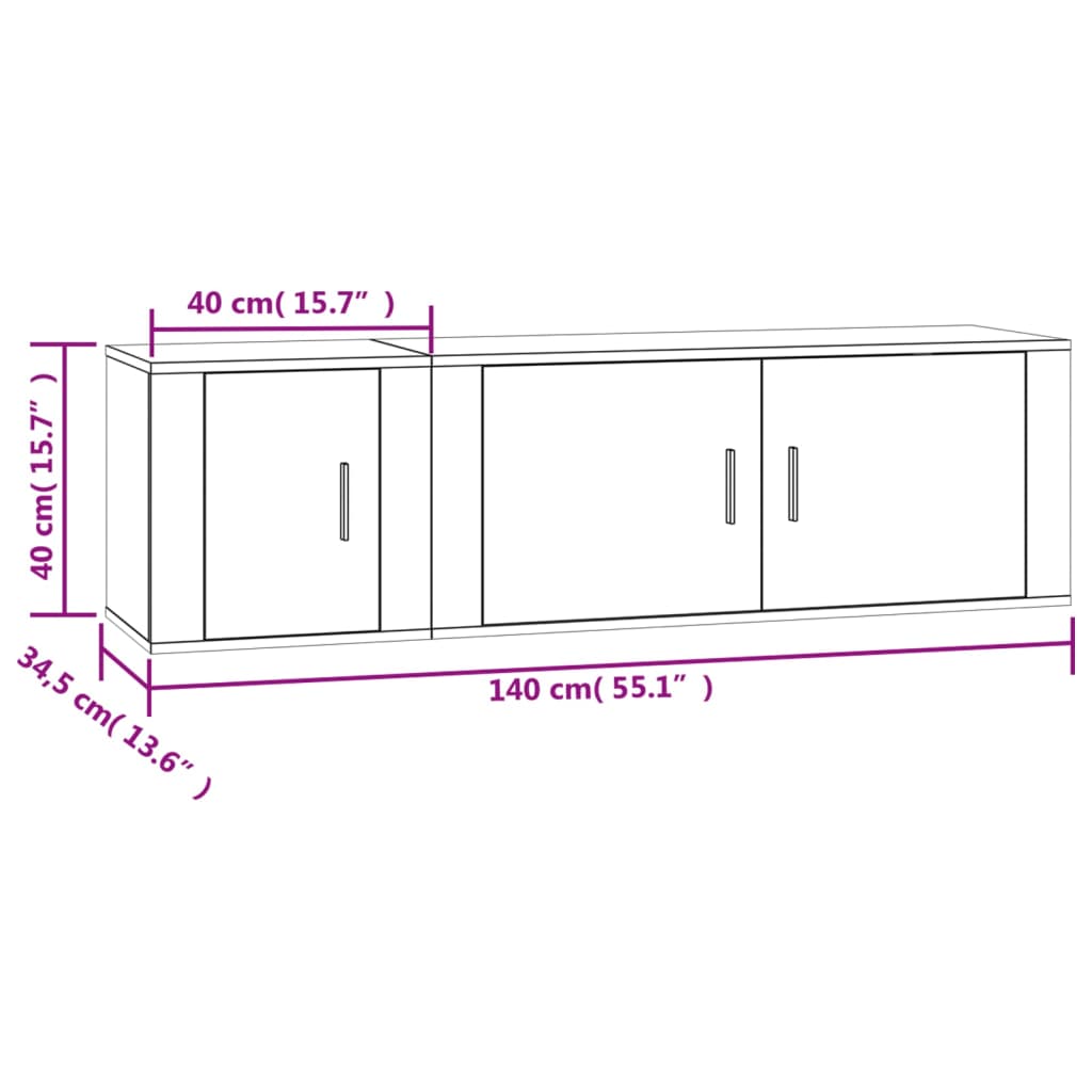 Set di Mobili Porta TV 2 pz Bianco Lucido in Legno Multistrato 3188424