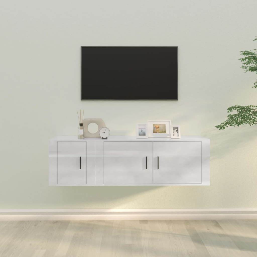 Set di Mobili Porta TV 2 pz Bianco Lucido in Legno Multistrato 3188424