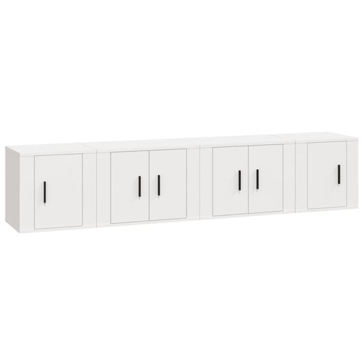 Set di Mobili Porta TV 4 pz Bianco in Legno Multistrato 3188430