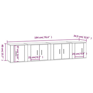 Set di Mobili Porta TV 4 pz Bianco in Legno Multistrato 3188430