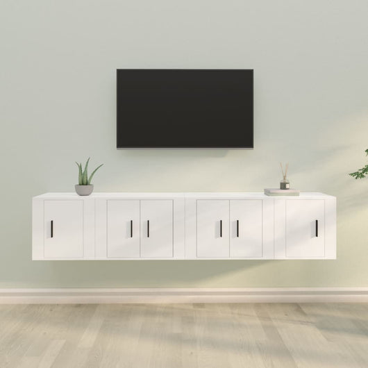 Set di Mobili Porta TV 4 pz Bianco in Legno Multistrato 3188430