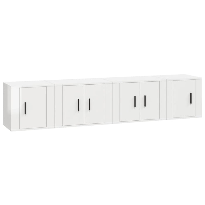 Set di Mobili Porta TV 4 pz Bianco Lucido in Legno Multistratocod mxl 76804