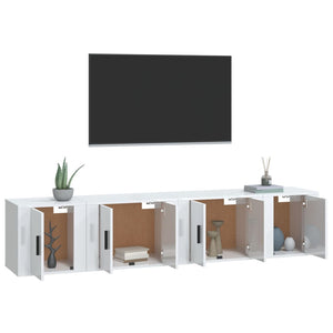 Set di Mobili Porta TV 4 pz Bianco Lucido in Legno Multistrato 3188432