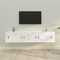 Set di Mobili Porta TV 4 pz Bianco Lucido in Legno Multistrato 3188432