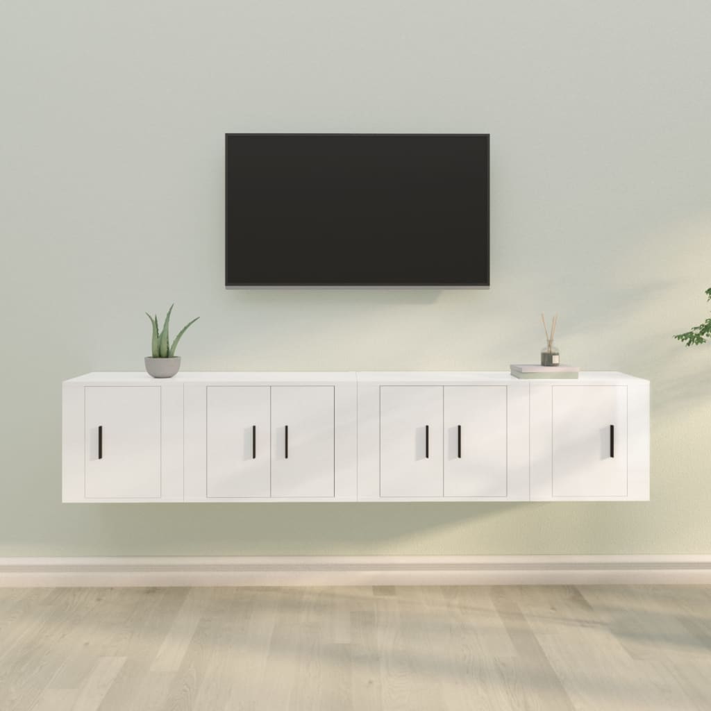 Set di Mobili Porta TV 4 pz Bianco Lucido in Legno Multistratocod mxl 76804