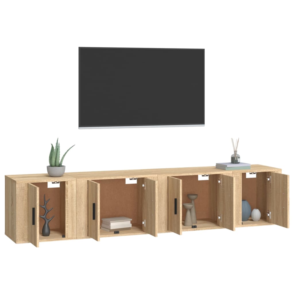 Set di Mobili Porta TV 4 pz Rovere Sonoma in Legno Multistratocod mxl 100750